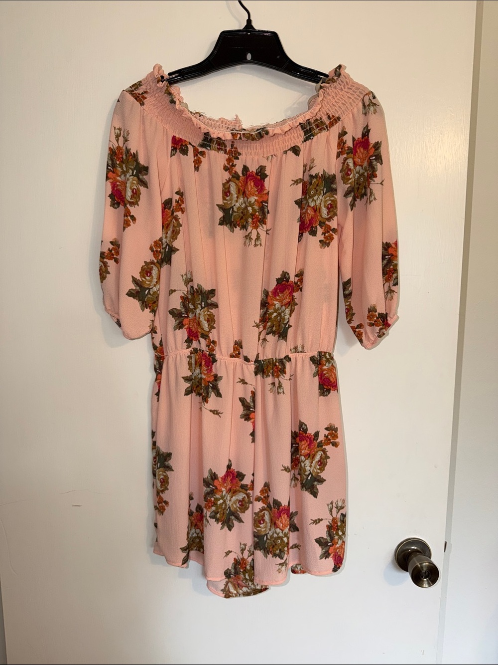 Women’s Pink Floral Off-Shoulder Romper